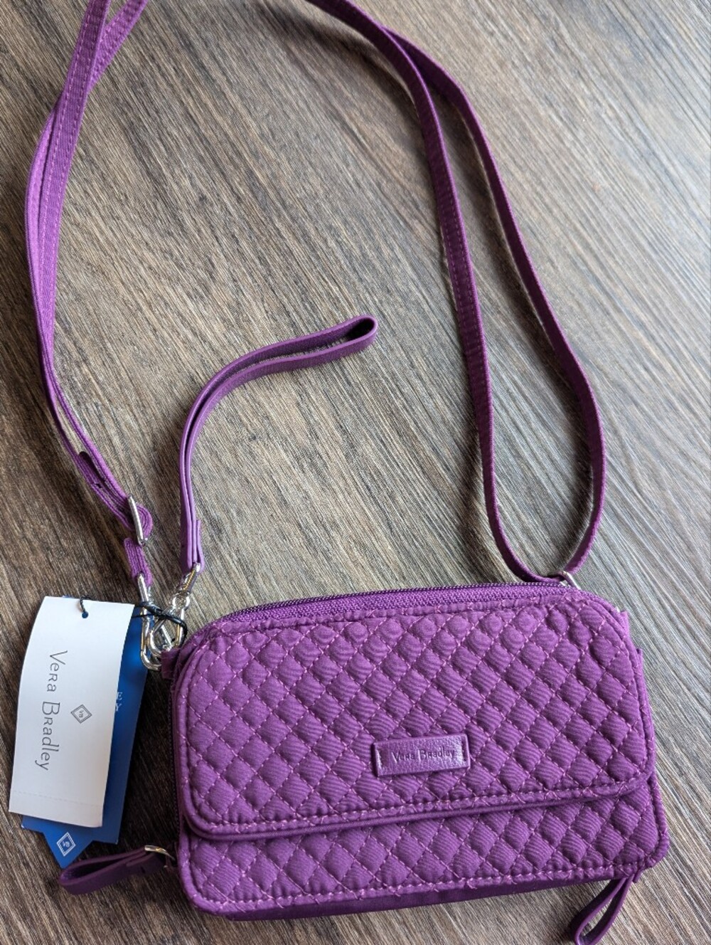 Vera Bradley Purple Quilted Crossbody Wallet Bag